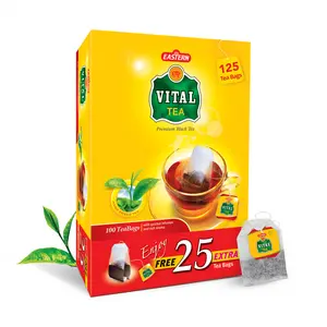 Vital Premium Black Tea Bags – 100+25 Count (2g Each) – Handpicked Kenyan Loose Leaf Blend – Rich & Smooth Black Chai – Double Chamber Tea Bags for Milk or Plain Tea – Strong Aroma – Vital tea bags 100+25 ct
