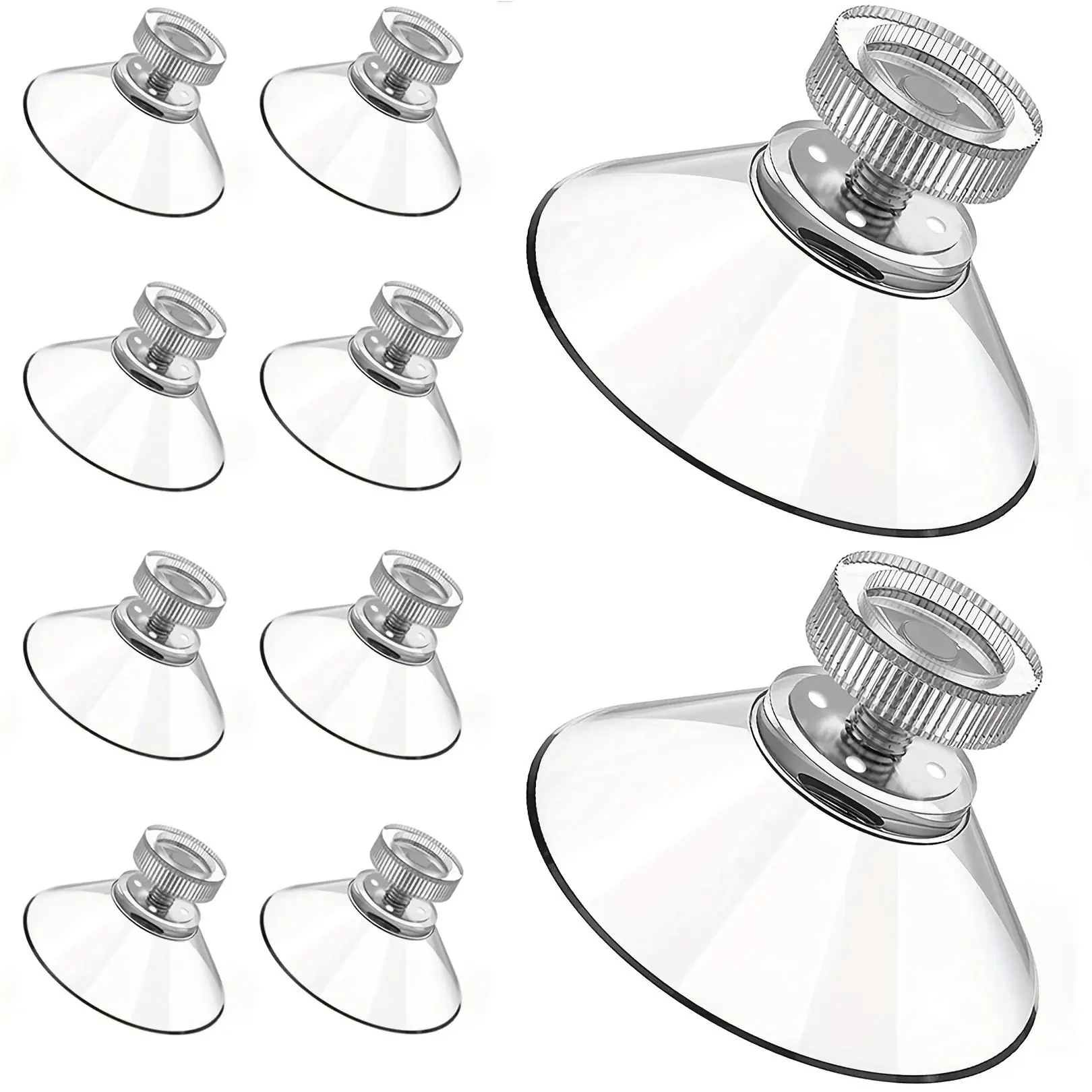 Mini Suction Cups, Bathroom Fixture Accessories - 32mm/41mm Suction Cup with Screw - Clear PVC Sucker Pads - Glass Suction Holder with Screw Nut for Bathroom Wall, Window, Bathroom Accessory
