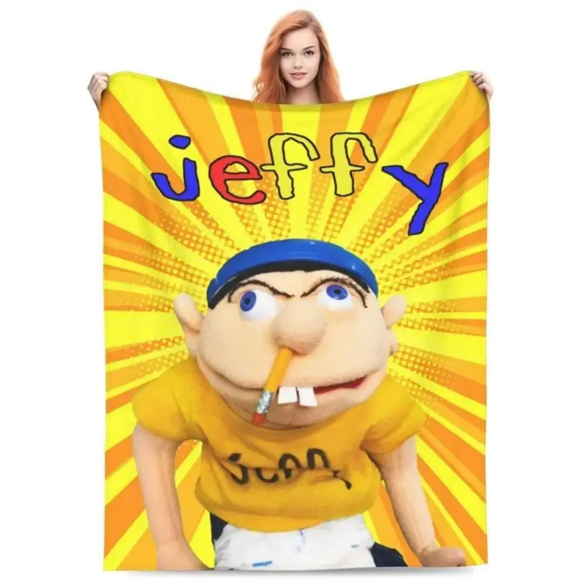 Sml Jeffy Blanket Soft Funny Throw Blanket Cozy Lightweight Plush Portable Cover Blanket for Sofa,Warm Gift for Birthday,Christmas,Multiple Blanket
