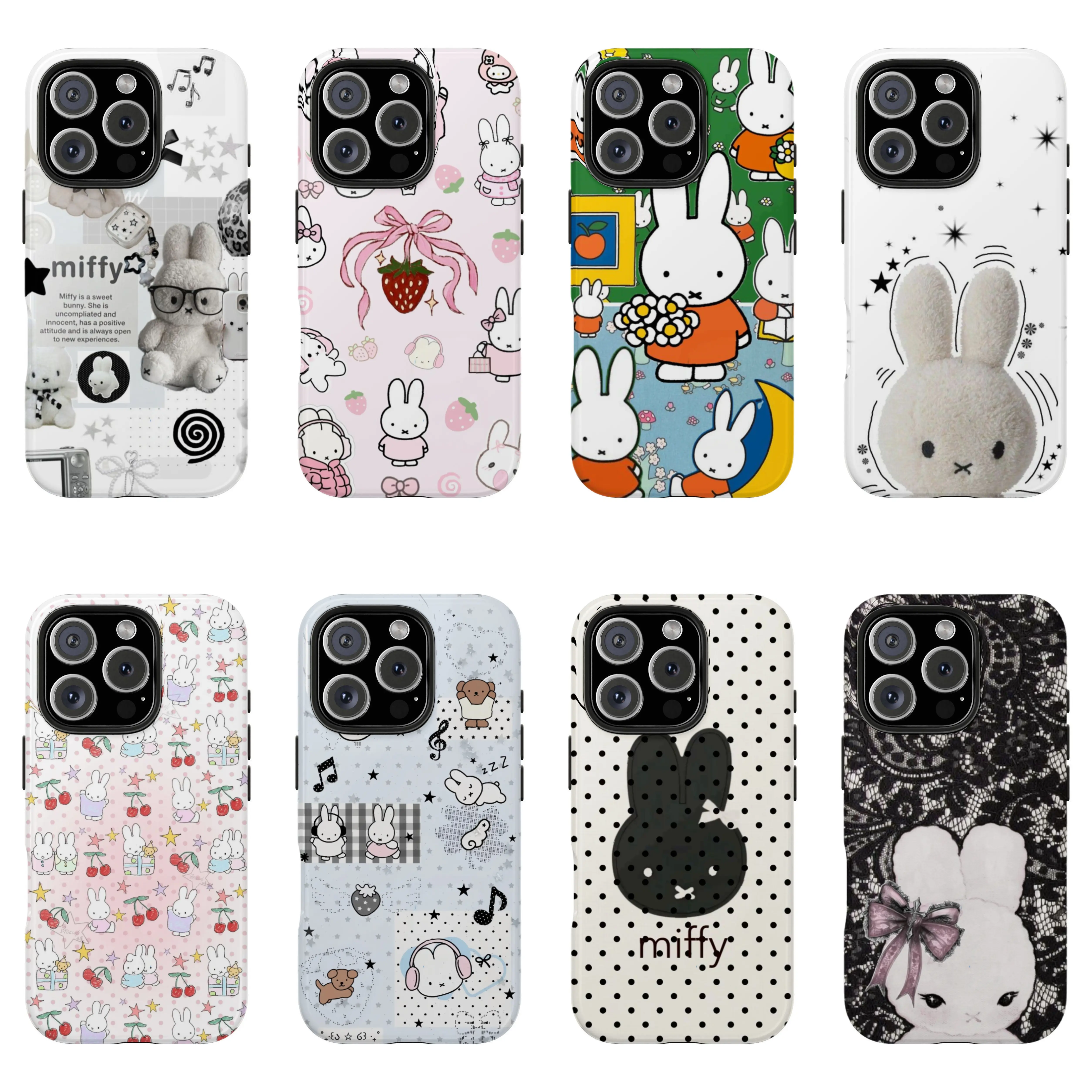 Miffy Cute Unique Artistic Painting Design Tough Phone Cases For iPhone 17 Promax 16 15 14 13 12 11 Pro Max Plus Air Cutest Rabbit Two-in-One Cover