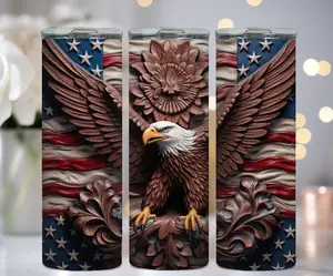 3D Bald Eagle Tumbler | Patriotic | 4th of Julyc Stainless Steel Skinny Drinkware