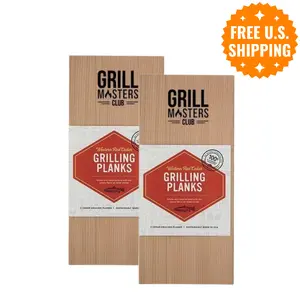 Grill Masters Club Western Red Cedar Grilling Planks - 2 Pack 5x11" for BBQ, Bake & Grill - All Natural Additive-Free - Sustainably Made in USA - Free U.S. Shipping