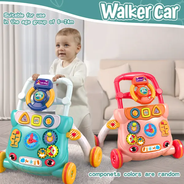 Multifunctional Baby Push Walker, Shape Maze Gear Game for 6-18 Months Baby, Weighted Water Tank Baby Learning Walker, Educational Activity Play Panel Toy