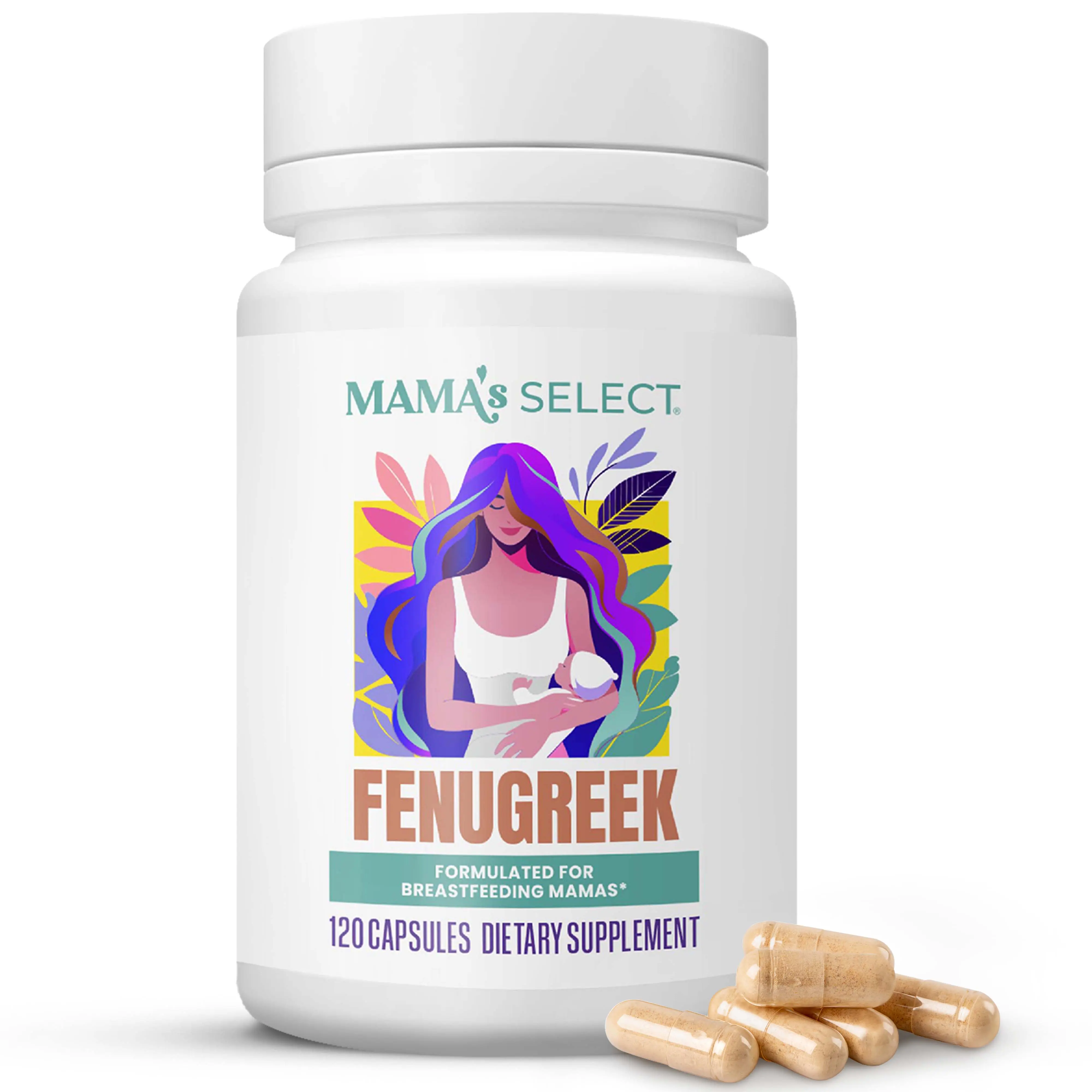 Mama's Select Organic Fenugreek Capsules - Maternity Healthcare Dietary Supplement, Fenugreek & Herbal Lactation Booster for Breastfeeding Moms, Vegan Digestive Aid, Allergen-Free, Non-GMO, USA-Made, Fenugreek Lactation Supplement, Herbal Lactation Supple