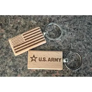 United States Army Wooden Laser Engraved Wooden Key Chain Officially licensed Army product - Army Gift, Army Dad, Army Mom, Army Veteran, Army Soldier