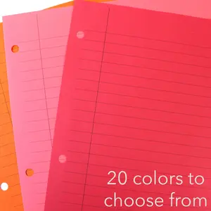 Colored Loose Leaf Paper | Lined Grid Paper | 3 Hole Punch Paper | Rainbow Paper