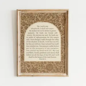 Psalm 23 Printable Christian Wall Art Print, Scripture Prints, Bible Verse Artwork Unframed