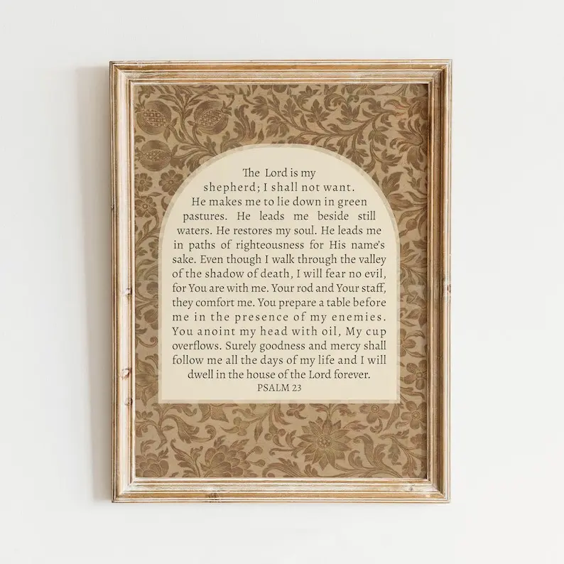 Psalm 23 Printable Christian Wall Art Print, Scripture Prints, Bible Verse Artwork Unframed