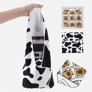 Magic Self-adhesive Black and White Cow Makeup Bag, 1 Count Portable Travel Cosmetic Storage Bag, Multipurpose Makeup Organizer Pouch for Travel, Outing, Daily Use