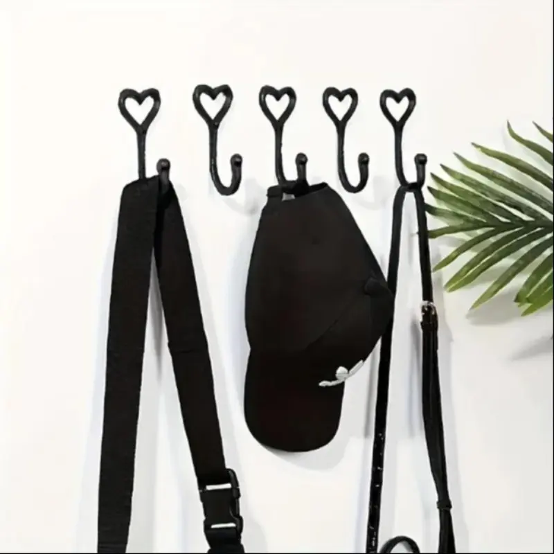 Heart-Shaped Cast Iron Wall Hooks Set of 2/4/6, Hat Hook, Durable, Stylish and Decorative Home Decor for Entryways and Bedrooms Organization, Wall Hooks for Coats