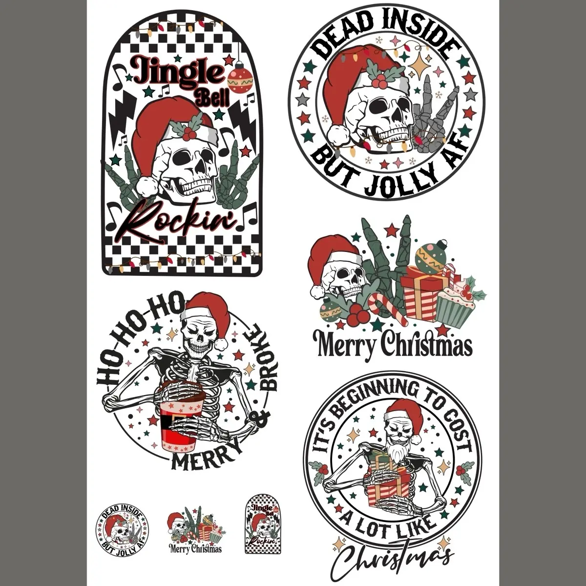 Jingle Bell Rock Christmas Mini DTF Transfers Gang Sheet 24.5" x 36" for DIY Direct to Film T-Shirt Graphic Transfers dtf transfer