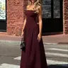 Elegant Plain Basic Slim-Fitting A-Line Dress, Sexy Style Strapless Backless Design, Perfect for Casual, Party & Formal Wear, Women's Fashion Clothing, Cocktail Party Dress, Elegant Party Apparel, Dresses For Party, Womenswear