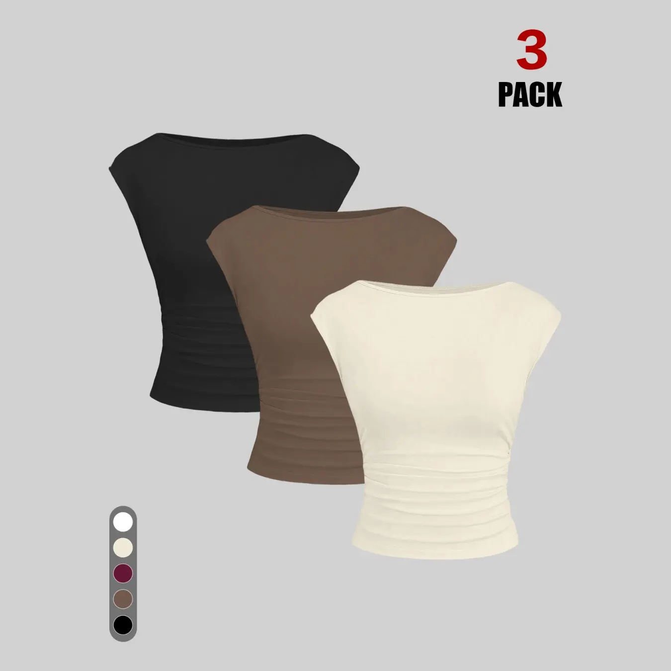 3 Pack - Black + Brown + Khaki