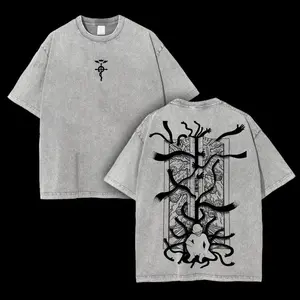 Retro Gate of Alchemy Anime Vintage Double Printed  Washed T-Shirt Unisex Mineral Anime Manga Washed Heavy Cotton T-shirt, Gift For Anime Fan Lover