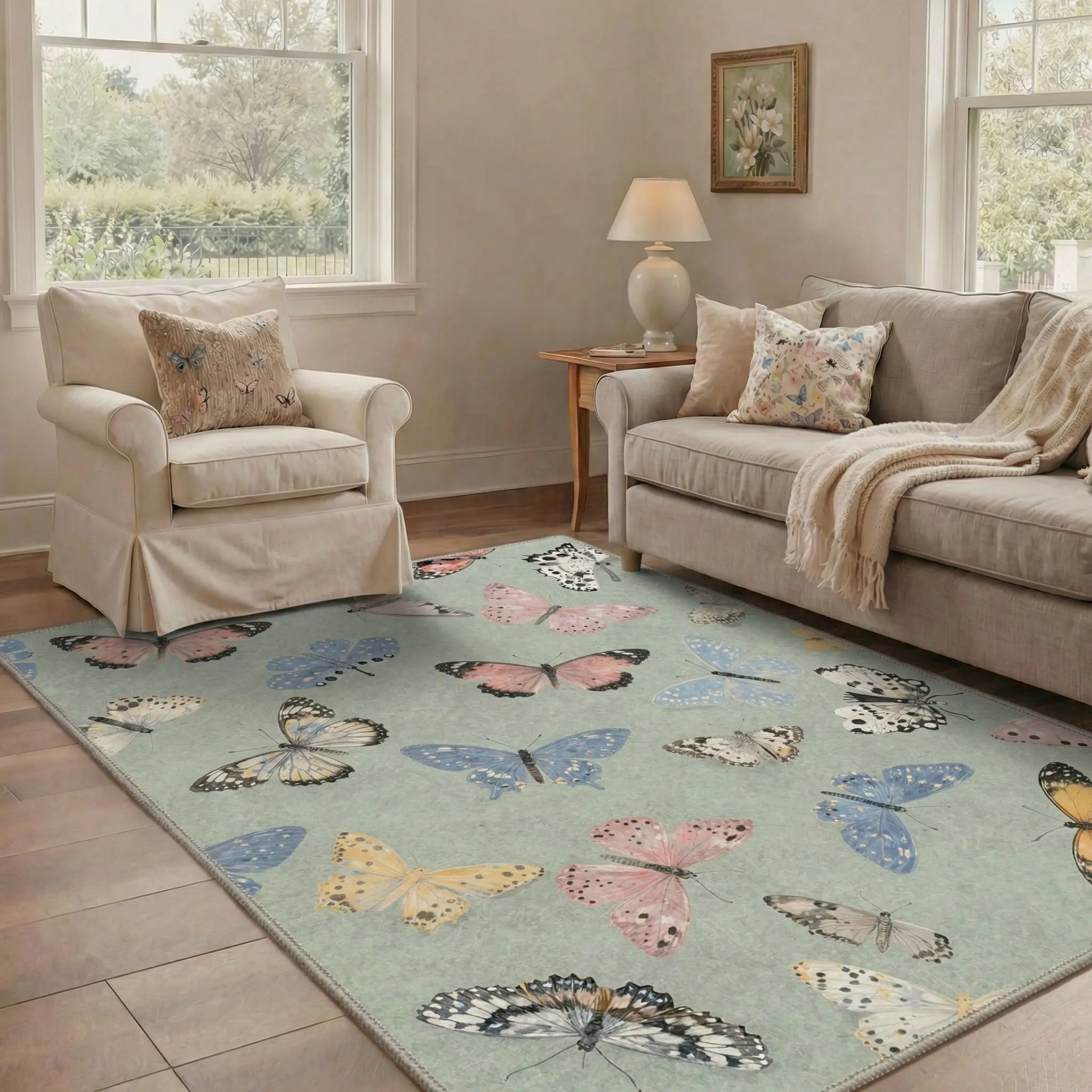 【Back To School】GENIMO Floor Rug – Machine Washable, Pet Friendly, Soft, Non-Slip Area Carpet, Perfect for Living Room, Bedroom, Kitchen, Hallway, Stylish Home Decor ,ARN2017-JADE