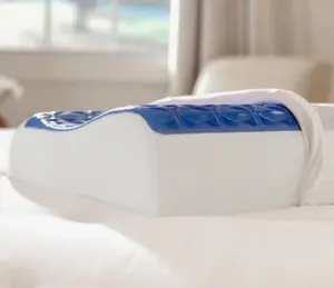 Sealy Ergonomic Contour-Shaped Memory Foam Pillow with Cooling Gel Top Layer Medium Support 20" x 15" x 5" Removable Washable Cover