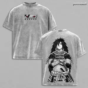 Uchiha Madara x Naruto Anime Double PrintedWashedTee Unisex Oversize Anime Manga LightweightCotton T-Shirt, Gift For Anime Fan Lover, Madara Fan,MadaraShirt, Naruto Merch