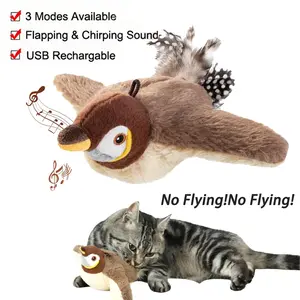 Interactive Cat Toys (no Flying) USB Rechargeable Chirping Flapping Bird Wings For Indoor Bird Kitty Toy Pet Supplies Electric Interactive Simulation Bird Pet Toys Keeping Pets Active and Engaged