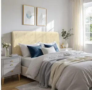 Padded Tufted Bed Headboard with Storage Pockets, Soft Upholstered Headboard Pillow, Foam Filled Cover for Beds, Button-Tufted Design for Bedroom Comfort
