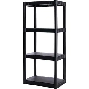 4-Shelf Plastic Storage Shelves, 48" x 23" x 14", 200lb Capacity, Pantry, Office, Closet and Garage Shelves, Easy to Assemble, Durable Plastic Shelving Unit