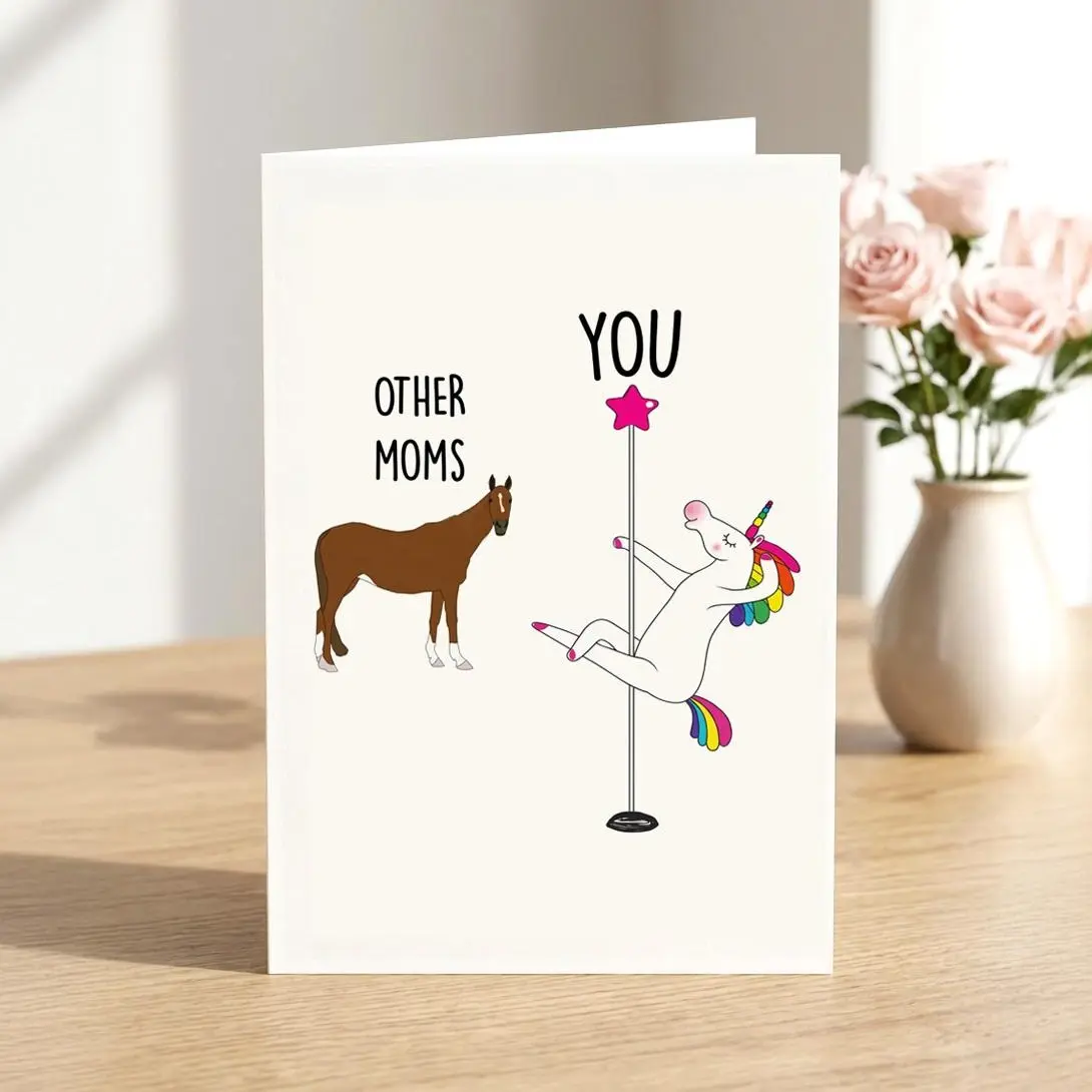 Unicorn Mother's Day Gag Card for Mom - Humorous, Whimsical Greeting Card, Blank Inside, Ready to Gift, With Envelope, Parent Joke (Office Stationery), Humorous Greeting Cards, Whimsical Greeting Cards