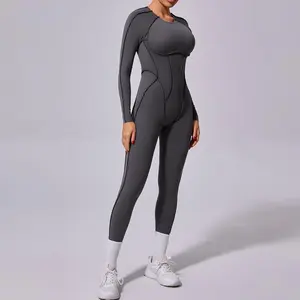 New winter one-piece sports one-piece yoga clothes backless tight long-sleeved trousers onesie gym outfits tracksuit Workout Jumpsuit Tummy Control Jumpsuit Workout Apparel Stylish Activewear