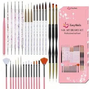 31 Piece Nail Art Brush Set, Nail Art Design, Includes Crystal Flower Patterns, Dotting, Painting, Line & Detail Brushes, Professional Manicure Tools, Nail Supply