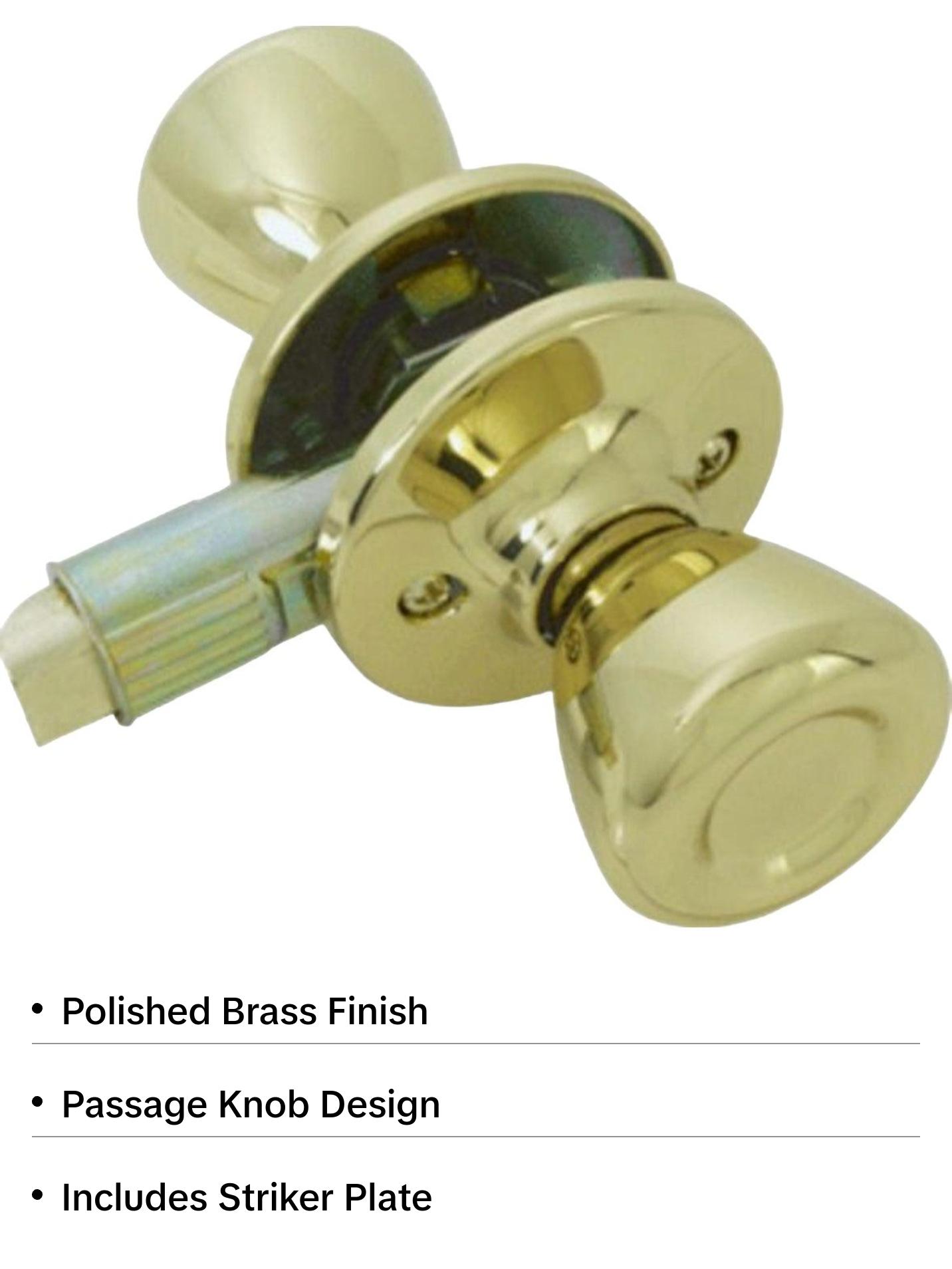 Mobile Home/RV Interior Door Passage Knob, Brass