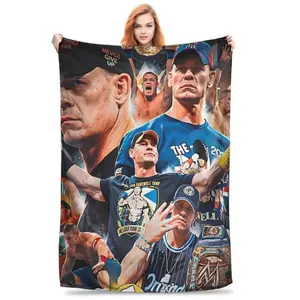 John Cena Wrestling Blanket Ultra Soft Flannel Cozy Warm Winter Bedroom Couch Sofa Chair Throw Bedspread Decor Novelty Decorative Throw Perfect Birthday Gift Christmas Gift for Fans Kids Teens Girlfriend Men Women WWE Superstar Style