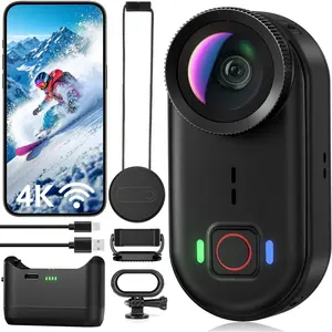 4K Mini  Action Cameras POV  Cam, 64GB  Camera with Audio Video Recording, Portable WiFi  Wearable  Thumb Camera for  Vlogging Skiing Cycling Hiking-Black