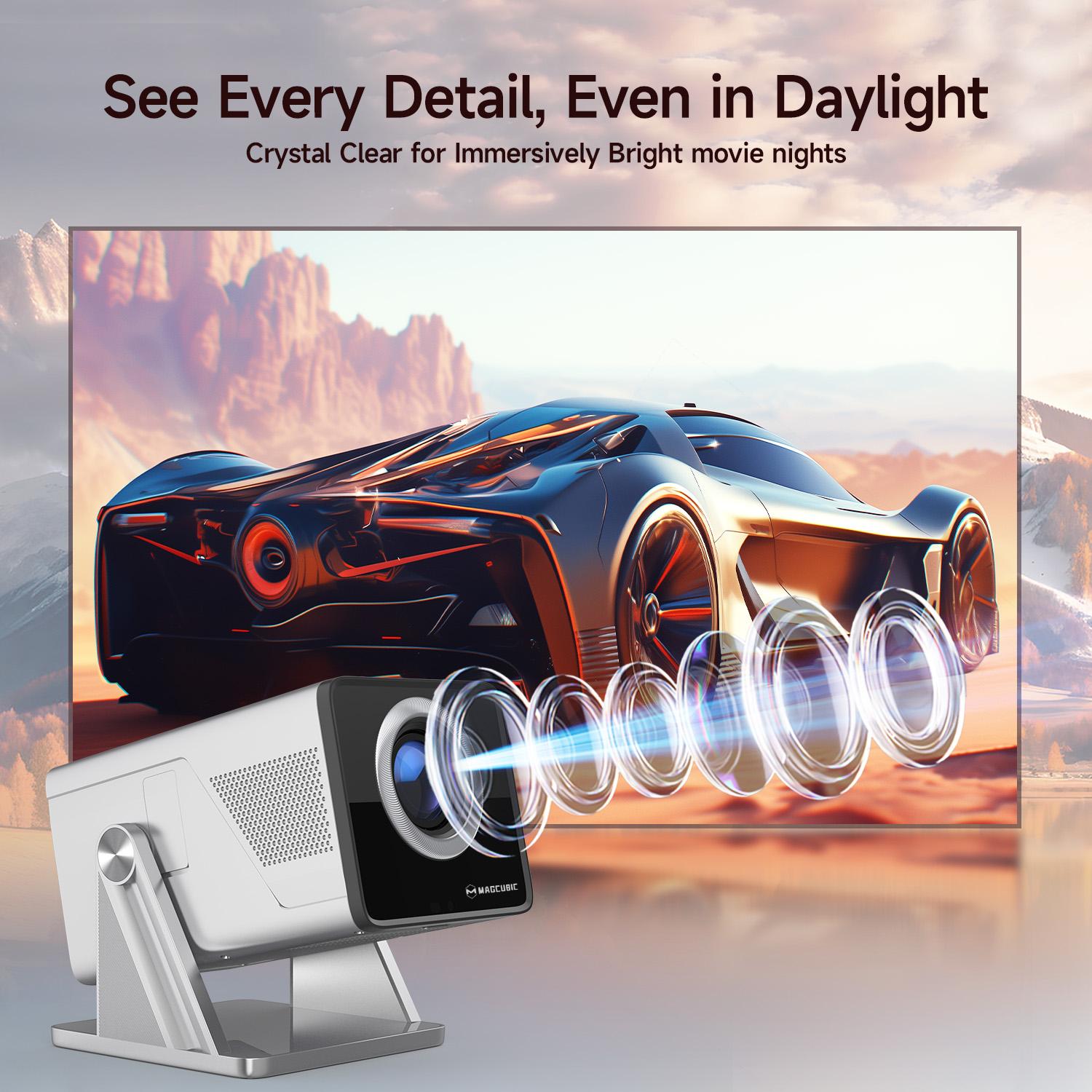 [US warehouse] Magcubic X7 Projector 1000ANSI Auto Focus 8K 4K Decode Android 14.0 Built-In HiFi Speaker Auto Obstacle Avoidance & Fully Keystone Correction Dual WiFi6 BT5.4 Native 1080P 180° Rotatable Allwinner H726 High-End Home Cinema Audio Movie Night