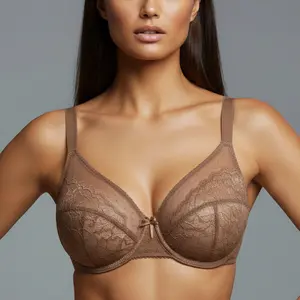 HSIA Enchante Full Coverage Floral Lace Unlined Plus Size Mesh Cup Comfort Non-padded Underwire Minimizer Bra