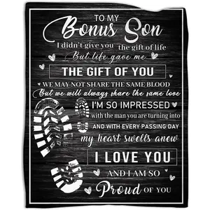 Stepson Gifts to My Bonus Son Blanket Throws from Stepdad Blankets Throw Wedding Day Adoption Gift for Birthday Thanksgiving 50x60 in