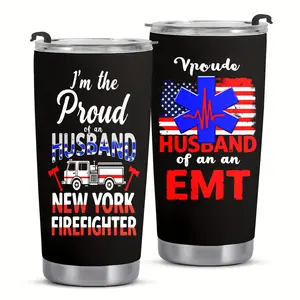 20 oz Insulated Tumbler for Firefighters/Paramedics – Husband Exclusive | Thermal Travel Cup for Camping | Proud Gift for Emergency Medical Personnel’s Family