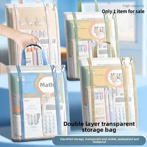PVC Mesh Document Bag, Transparent Waterproof A4 File Holder, Plastic Zipper Test Paper Storage, Durable & Secure Design