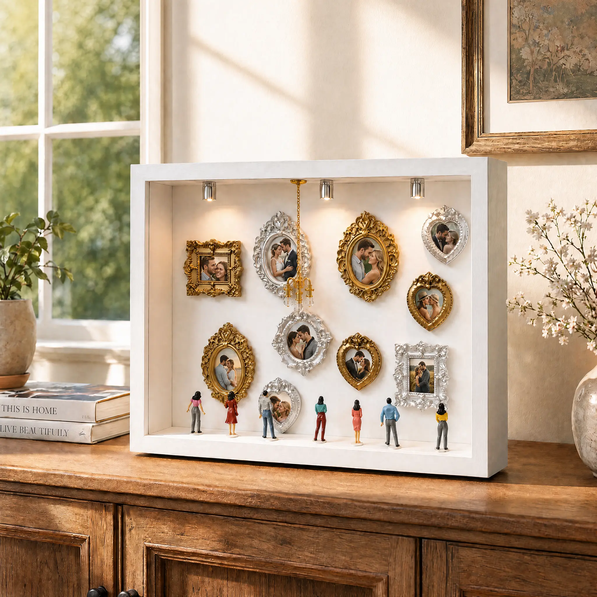 DlY Picture Frame Gold Mini Frames Mini Museum of Us Shadow Box & Figures -The Personalized Photo Frame Giftor Parents,Couples,and Bestfriend Picture Framed Set Decor Transparent