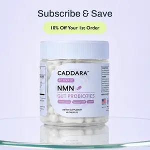 Caddara Activate Liposomal NMN 300mg & Gut Probiotics Capsules, Double Capsule,  Cellular Renewal Support, NAD+ Alternative, 60 Capsules, 30 Servings