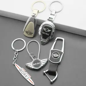 3D Metal & Leather Car Keychain Key Ring Chain, Auto Styling Accessory Compatible with Mini Cooper F56/f55/f57/f60 Models