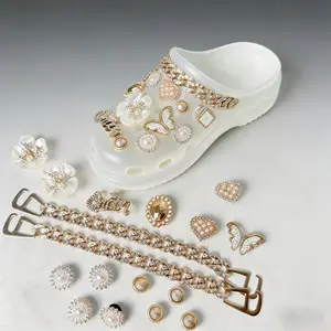 22 Pcs Rhinestone Flower Shoe Charms, Bling Butterfly Chain Clog Decor, Women Birthday Party Gift Accessories