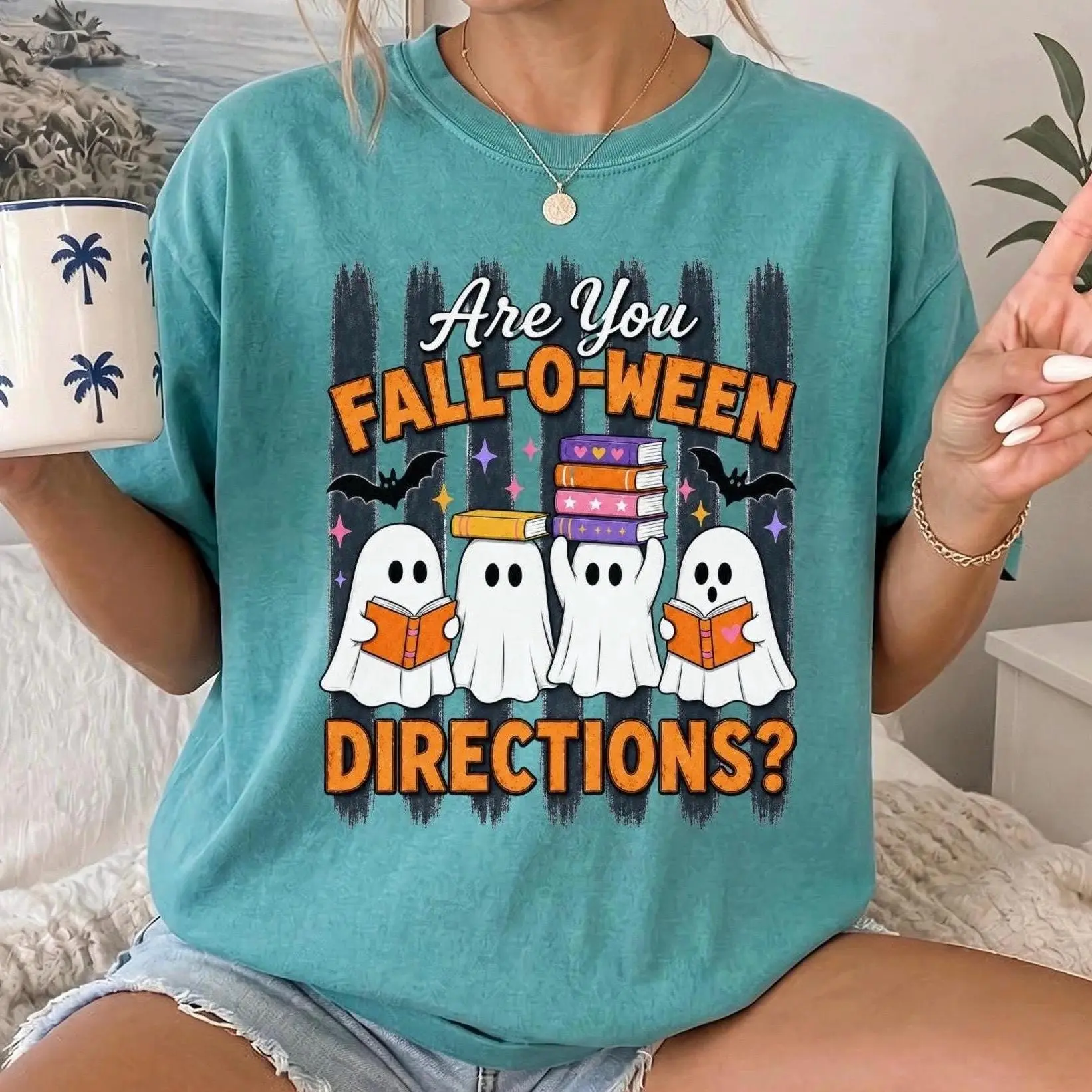 COMFORT COLORS TEACHER Halloween Shirt, Are You Fall-O-Ween Directions Shirt, Ghost Teacher Shirt, Halloween Gift For Teacher,Spooky Teacher
