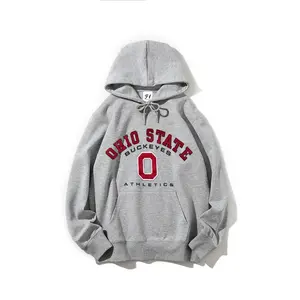 Oversized White Ohio State Buckeyes Athletics Hoodie for Men & Women | Retro Collegiate Graphic Pullover | Soft Cotton Blend College Football Sweatshirt with Kangaroo Pocket | Casual Fit for Game Days, Campus Wear & Buckeye Fans