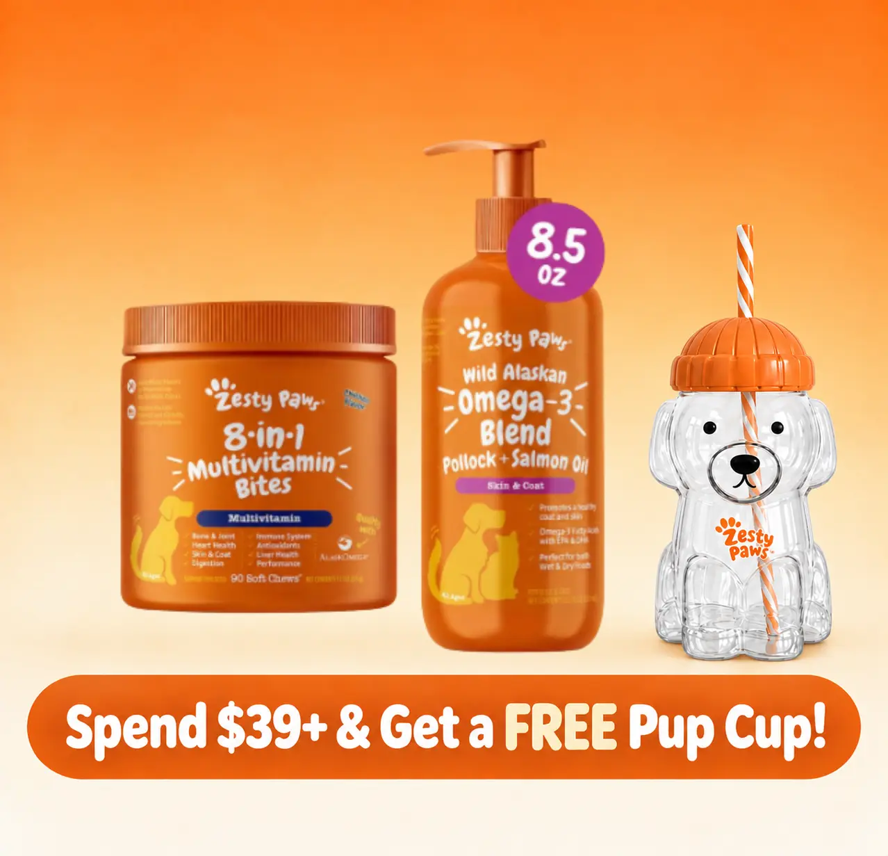 Zesty Paws Dog Skin, Coat, and Body Support Combo (Wild Alaskin Salmon Oil + 8-in-1 Multivitamin Bites)