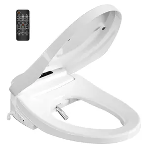 Electric Toilet Seat, Elongated Smart Heated Toilet Seat with Warm Water & Dryer, Feminine & Child Hip Wash, Wireless Remote, Self-Clean, Stainless Steel Nozzle, Adjustable Water Pressure