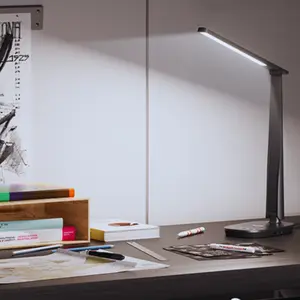 Foldable Task LED Desk Lamp with USB A+C Dual Charger Port Dimmable Table Light for Home Office Bedroom Reading Study Computer Work