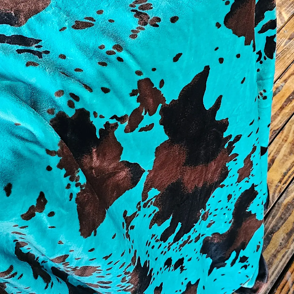 TURQUOISE Cowhide KING OVERSIZED Blanket.