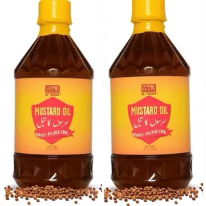 Mustard oil (2 bottles ) 100% pure Mustard Oil - Oil for Hair Care, Cold-Pressed Oil Body Massage, Therapeutic-Grade Mustard Oil, Natural Oil from Mustard Seeds, Unrefined Mustard Oil 500 ml