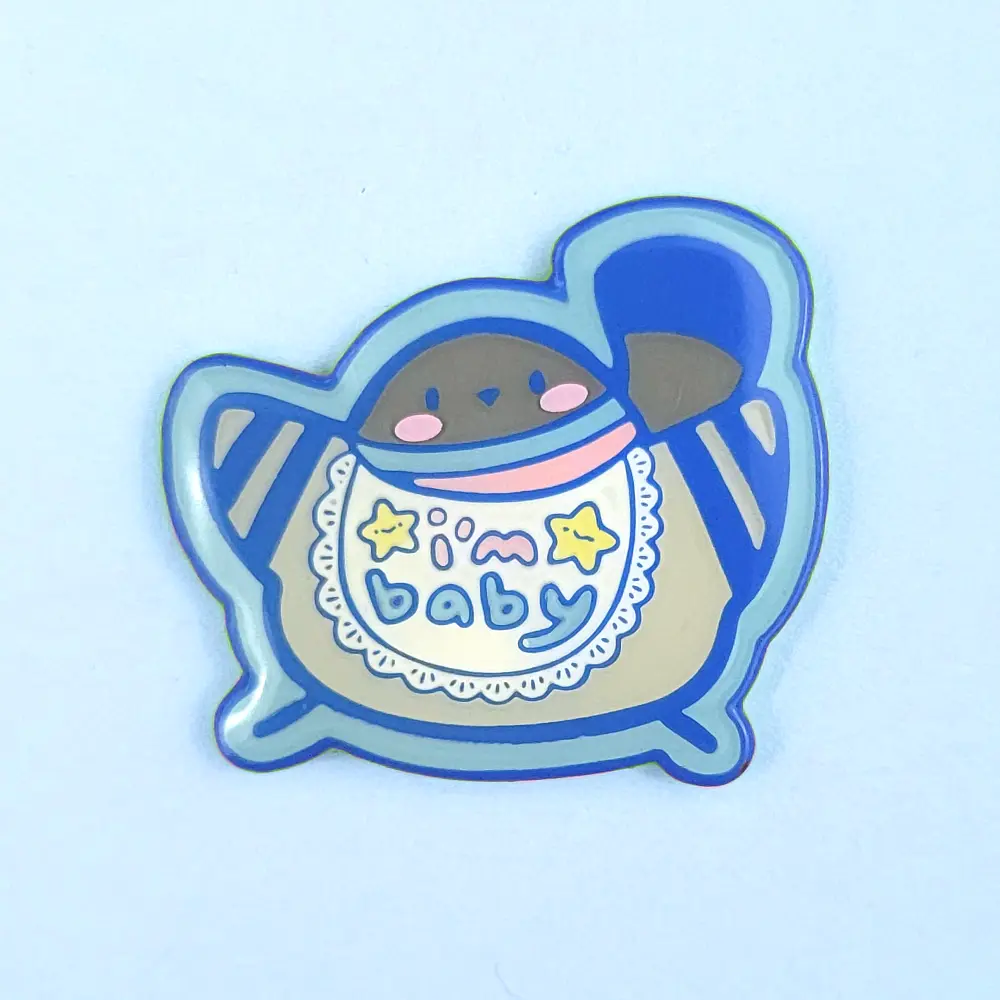 Poe the Pigeon Baby Poe Blue Enamel Pin - Cute Bird Kawaii Lapel Pin Badge Brooch
