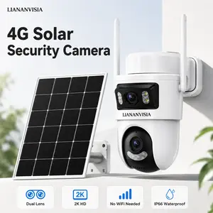 LIANANVISIA 4G LTE Cellular Security Camera (No WiFi, Built-in SIM Card) Solar-Powered Dual-Camera Monitoring System Outdoor Wireless Security Camera Color Night Vision Edition 360° Real-Time Viewing & Detection Two-Way Audio Auto-Connect Pan-Tilt Control