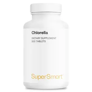 Supersmart - Chlorella Supplement 4 g per Day (Easy-to-Take) - Rich in Vitamin B2, B9, B12 & Iron - High Chlorophyll Concentration | Non-GMO & Gluten Free - 500 Tablets