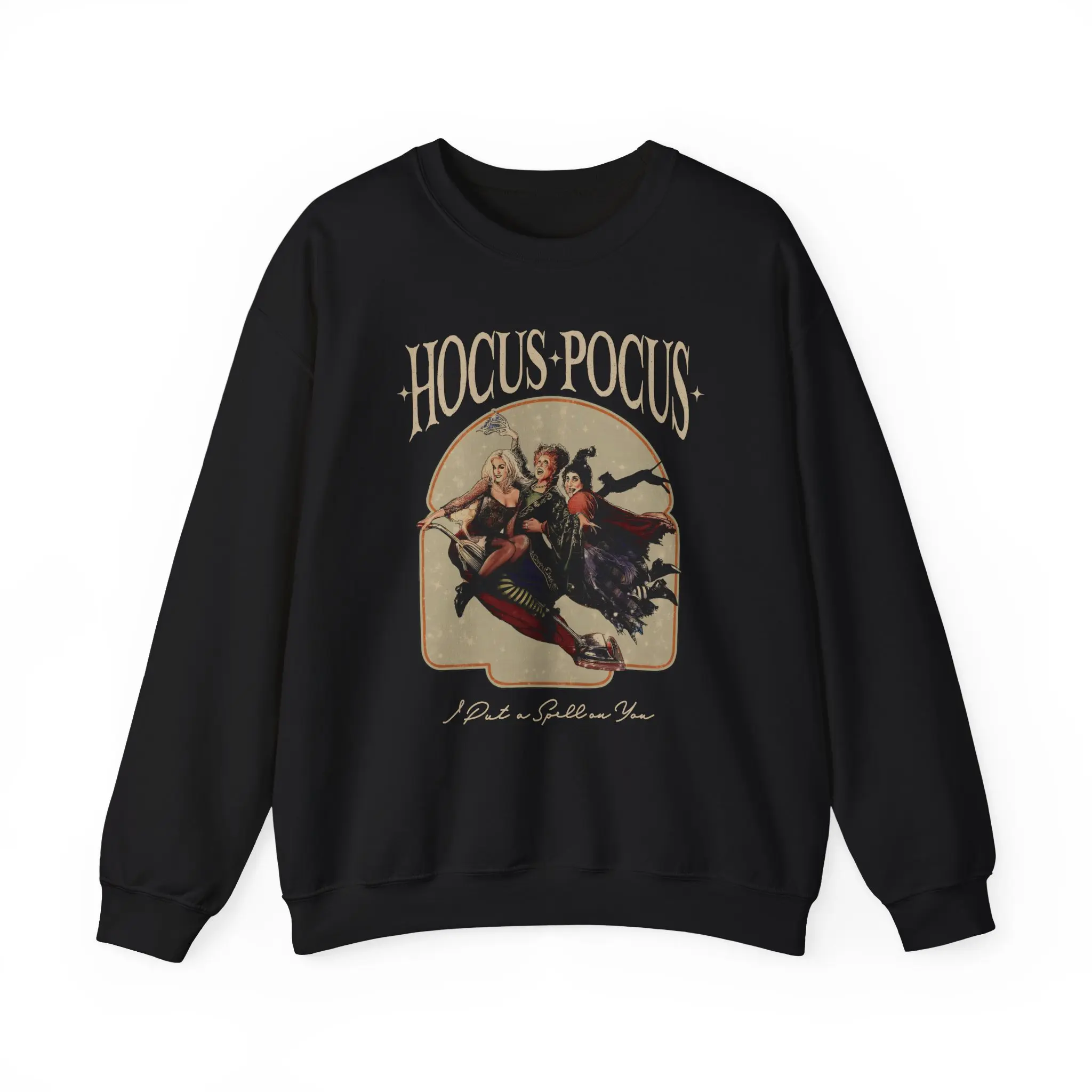 Hocus Pocus Vintage Sweatshirt in Black Crewneck Cotton Unisex Comfy